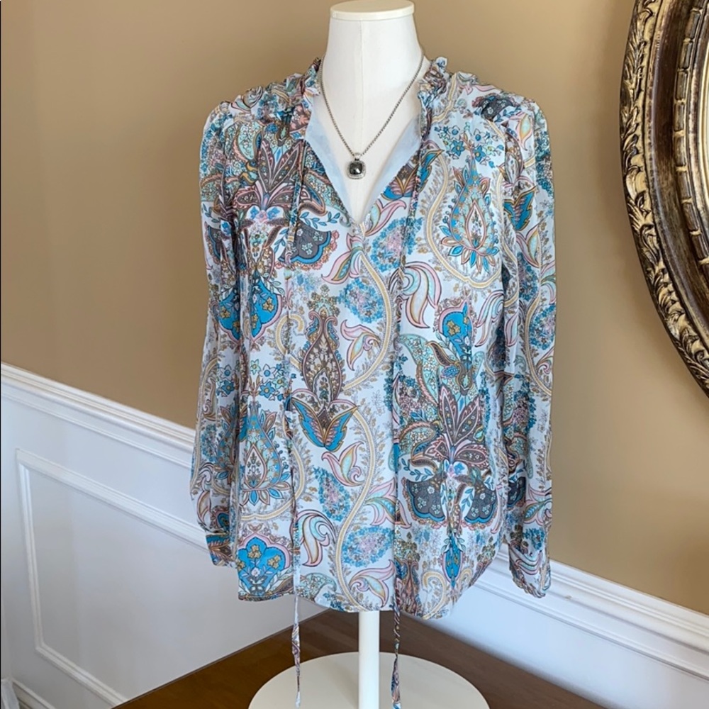 LOFT PAISLEY LONG SLEEVE BLOUSE
